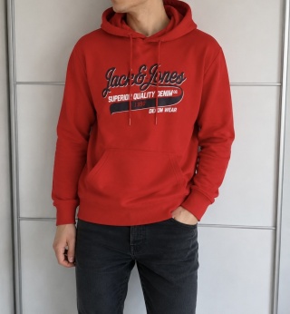 Jack & Jones – czerwona bluza z kapturem, rozmiar M