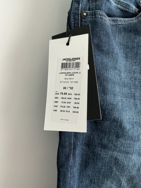 Jeansy Jack & Jones Slim Fit – zbliżenie na metkę i materiał